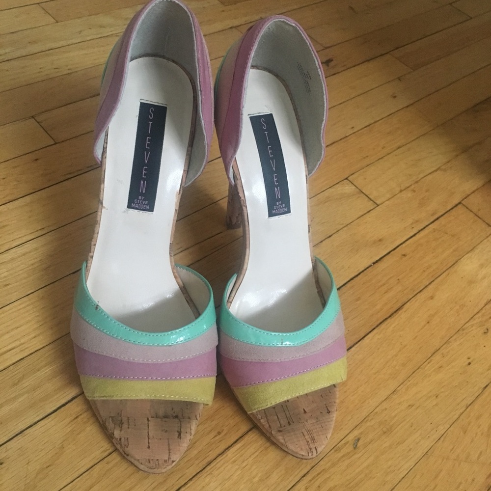 Multi color/ cork heal Steven pump